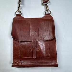 Brown Mashad Leather Boho Western Crossbody Messenger Bag with Vintage Appeal